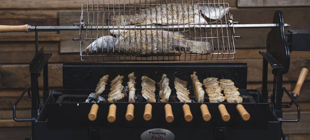 Barramundi on a Spit Rotisserie